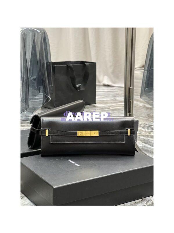 Replica YSL Saint Laurent Manhattan Clutch In Box Leather 695949 Black 3