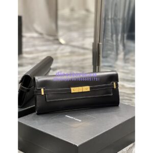 Replica YSL Saint Laurent Manhattan Clutch In Box Leather 695949 Black 2