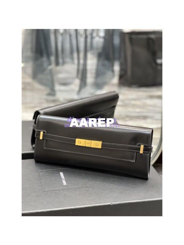 Replica YSL Saint Laurent Manhattan Clutch In Box Leather 695949 Black 5