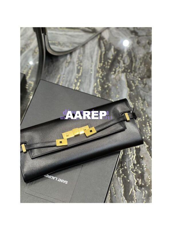 Replica YSL Saint Laurent Manhattan Clutch In Box Leather 695949 Black 8