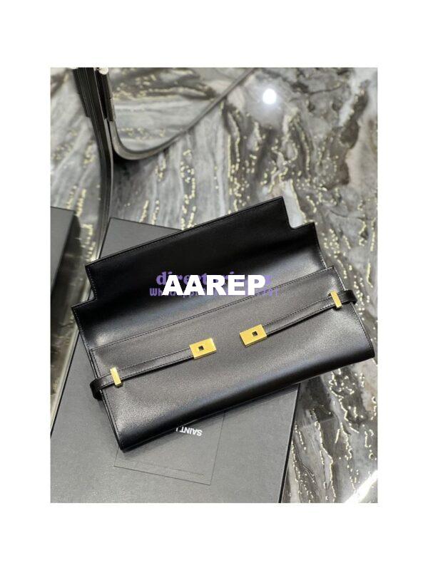 Replica YSL Saint Laurent Manhattan Clutch In Box Leather 695949 Black 9