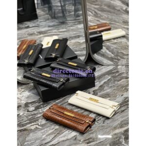 Replica YSL Saint Laurent Manhattan Clutch In Crocodile-Embossed Leather 695949 Dark Caramel