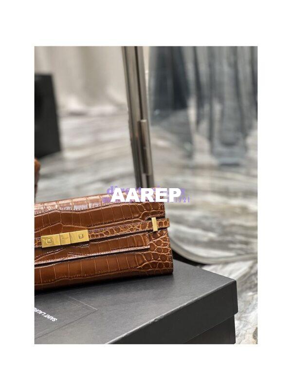 Replica YSL Saint Laurent Manhattan Clutch In Crocodile-Embossed Leather 695949 Dark Caramel 8