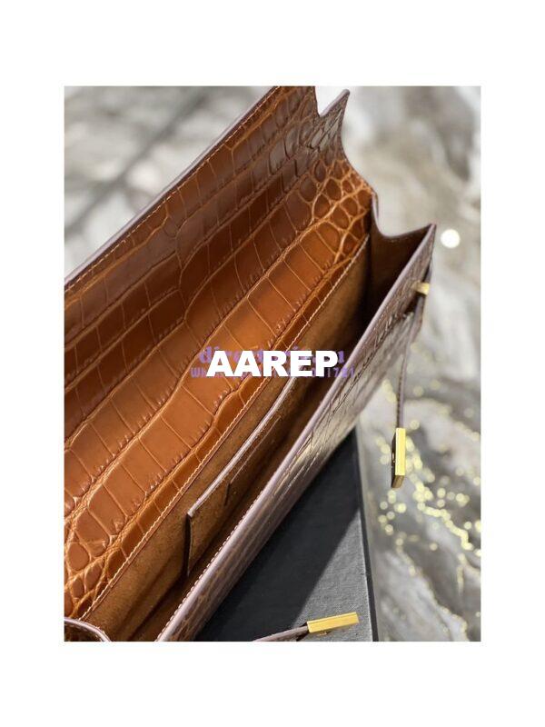 Replica YSL Saint Laurent Manhattan Clutch In Crocodile-Embossed Leather 695949 Dark Caramel 12