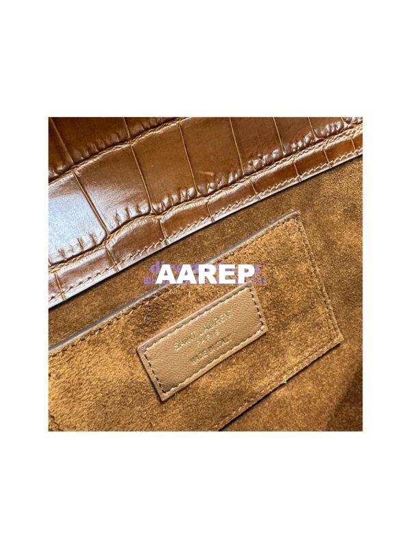 Replica YSL Saint Laurent Manhattan Clutch In Crocodile-Embossed Leather 695949 Dark Caramel 13