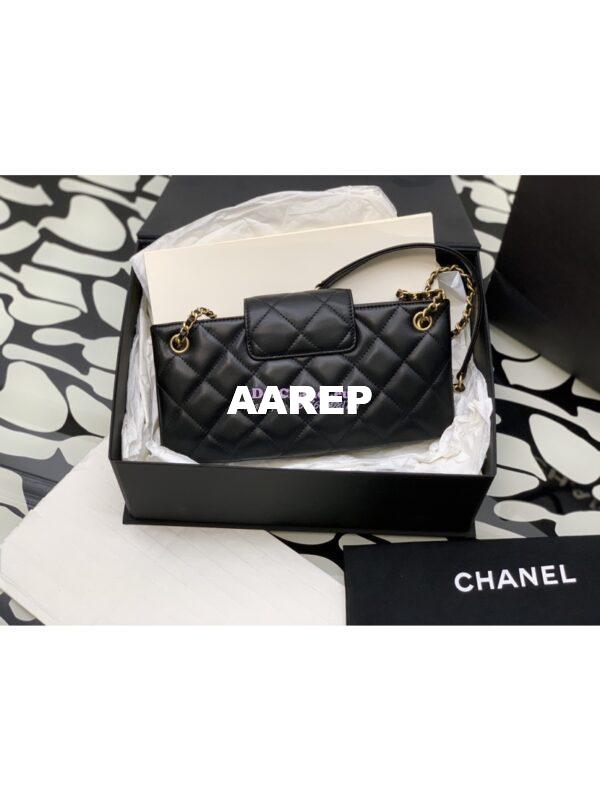 Replica Chanel 24C Vintage Logo Quilted Lambskin Shoulder Bag AS4603 Black 8