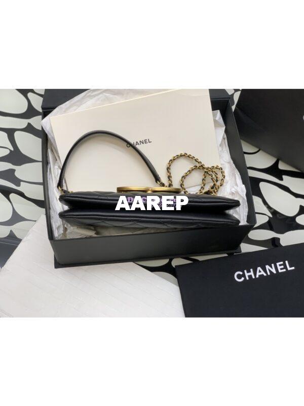 Replica Chanel 24C Vintage Logo Quilted Lambskin Shoulder Bag AS4603 Black 11