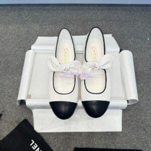 Replica Chanel 25SS Lambskin Mary Janes Ribbon G46149 White
