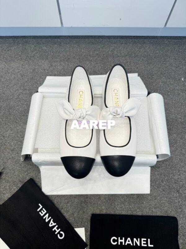 Replica Chanel 25SS Lambskin Mary Janes Ribbon G46149 White