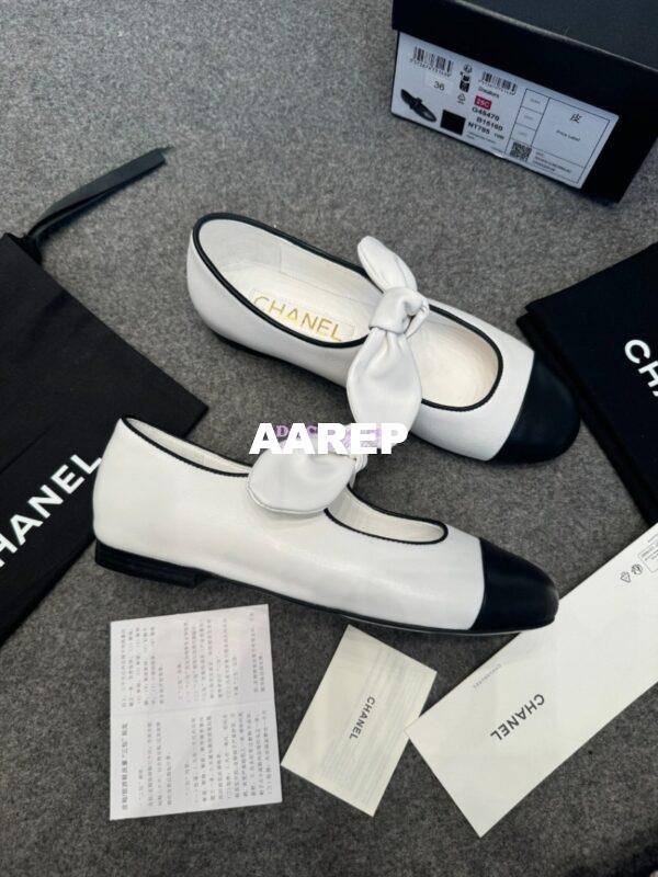 Replica Chanel 25SS Lambskin Mary Janes Ribbon G46149 White 6