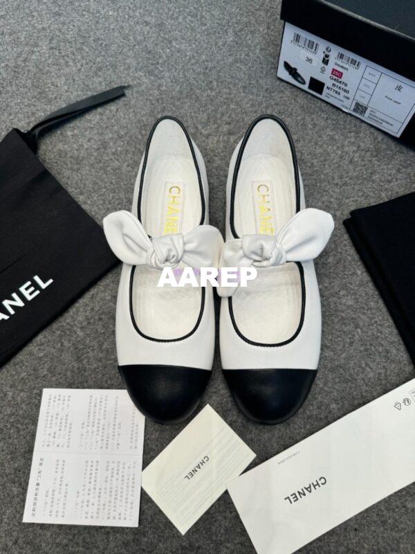 Replica Chanel 25SS Lambskin Mary Janes Ribbon G46149 White 7