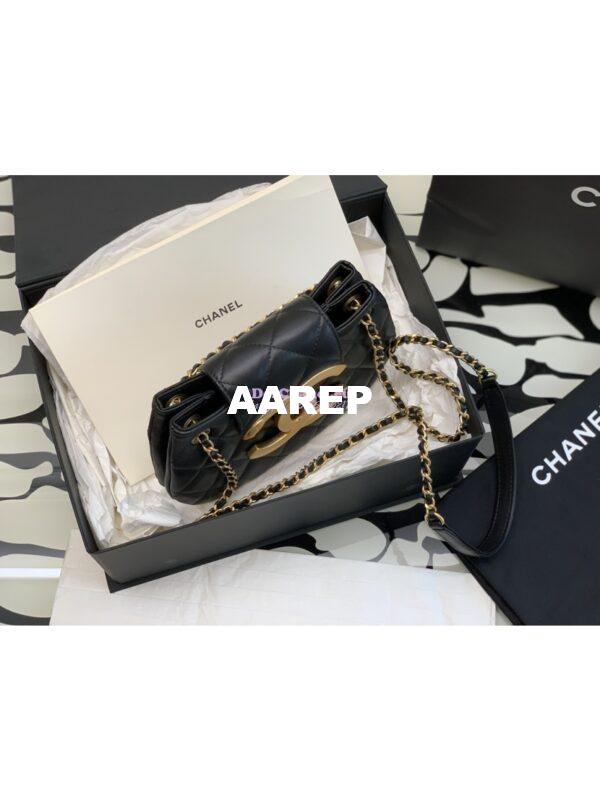 Replica Chanel 24C Vintage Logo Small Quilted Lambskin Shoulder Bag AS4609 Black 3