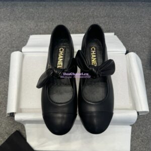 Replica Chanel 25SS Lambskin Mary Janes Ribbon G46149 Black