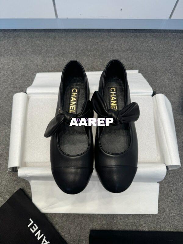 Replica Chanel 25SS Lambskin Mary Janes Ribbon G46149 Black
