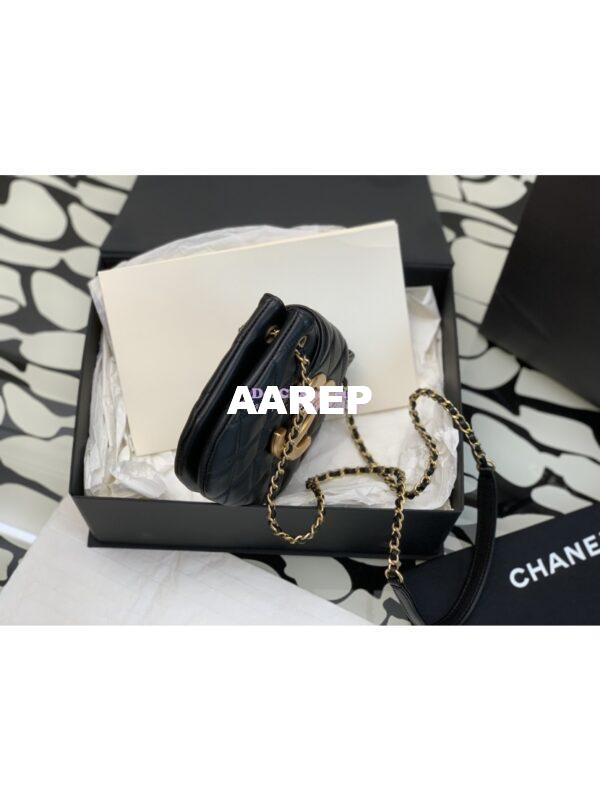 Replica Chanel 24C Vintage Logo Small Quilted Lambskin Shoulder Bag AS4609 Black 4