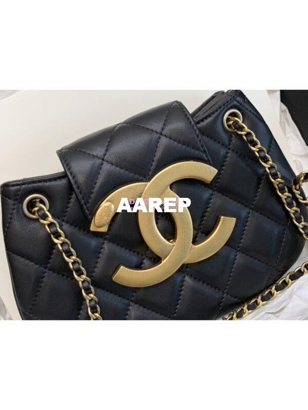 Replica Chanel 24C Vintage Logo Small Quilted Lambskin Shoulder Bag AS4609 Black 6