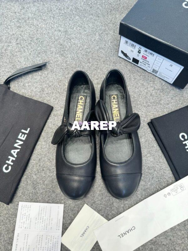 Replica Chanel 25SS Lambskin Mary Janes Ribbon G46149 Black 4