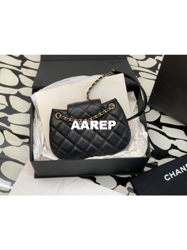 Replica Chanel 24C Vintage Logo Small Quilted Lambskin Shoulder Bag AS4609 Black 9