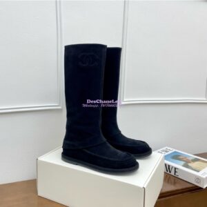 Replica Chanel 25C Suede Calfskin Boots G46117 Black 2