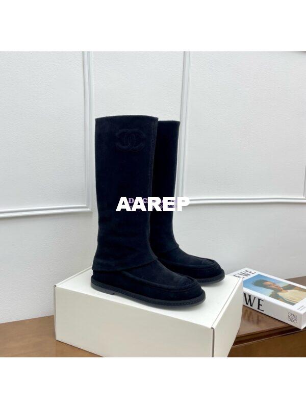 Replica Chanel 25C Suede Calfskin Boots G46117 Black 4