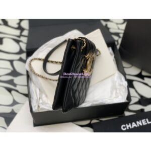 Replica Chanel 24C Vintage Logo Quilted Lambskin Shoulder Bag AS4596 Black 2