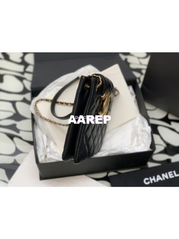 Replica Chanel 24C Vintage Logo Quilted Lambskin Shoulder Bag AS4596 Black 2