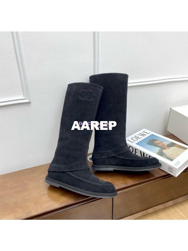 Replica Chanel 25C Suede Calfskin Boots G46117 Black 8