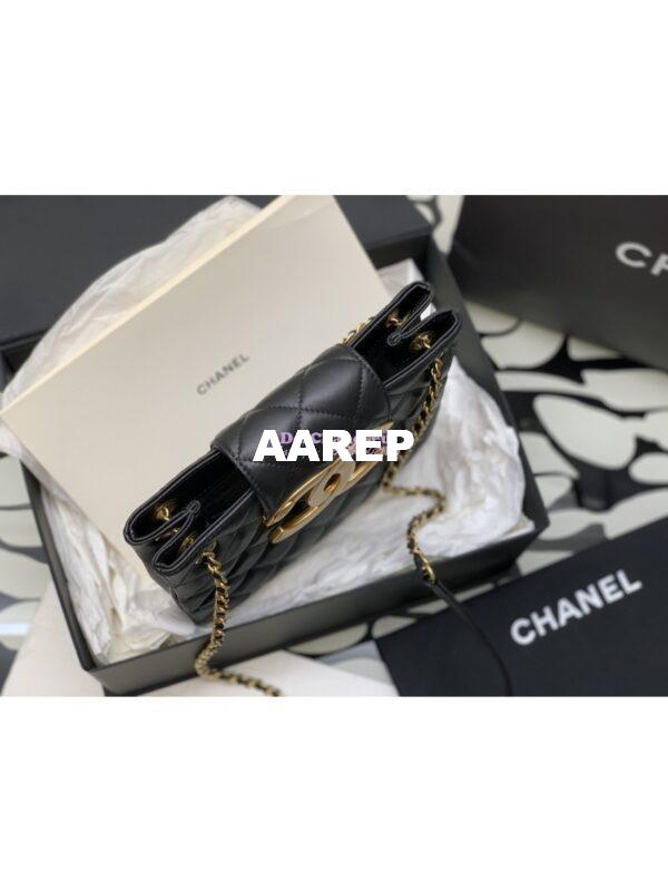 Replica Chanel 24C Vintage Logo Quilted Lambskin Shoulder Bag AS4596 Black 3