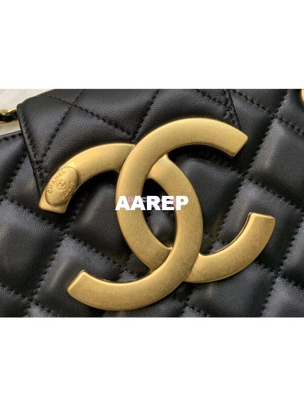 Replica Chanel 24C Vintage Logo Quilted Lambskin Shoulder Bag AS4596 Black 4