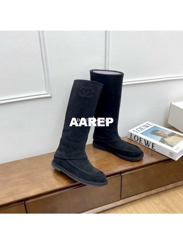 Replica Chanel 25C Suede Calfskin Boots G46117 Black 10