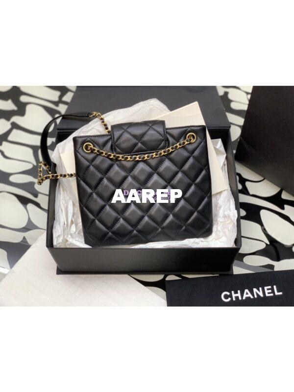 Replica Chanel 24C Vintage Logo Quilted Lambskin Shoulder Bag AS4596 Black 6