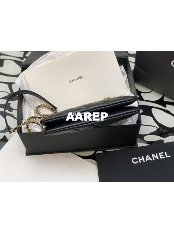 Replica Chanel 24C Vintage Logo Quilted Lambskin Shoulder Bag AS4596 Black 7