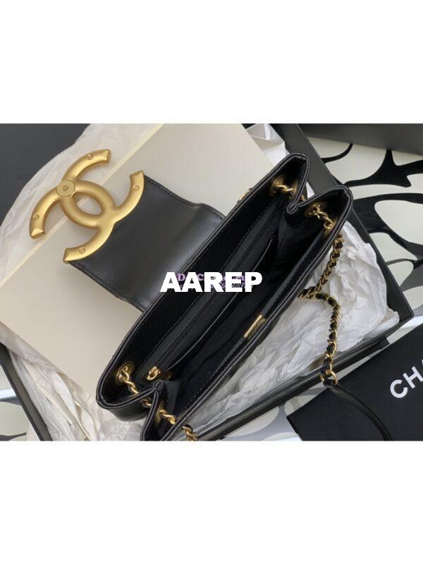 Replica Chanel 24C Vintage Logo Quilted Lambskin Shoulder Bag AS4596 Black 8