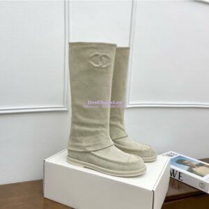 Replica Chanel 25C Suede Calfskin Boots G46117 Creme