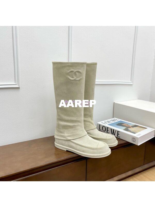 Replica Chanel 25C Suede Calfskin Boots G46117 Creme 5