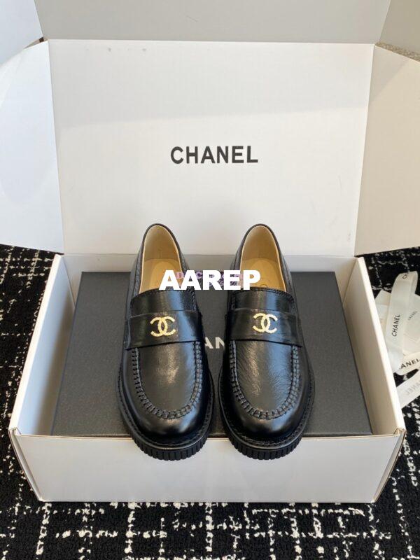 Replica Chanel Mocassins Shiny Crumpled Calfskin G46112 Black 3