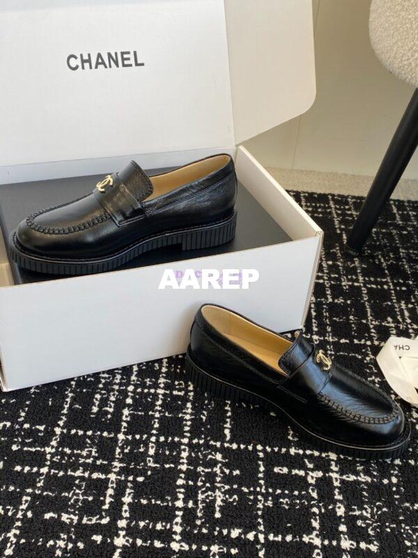 Replica Chanel Mocassins Shiny Crumpled Calfskin G46112 Black 6