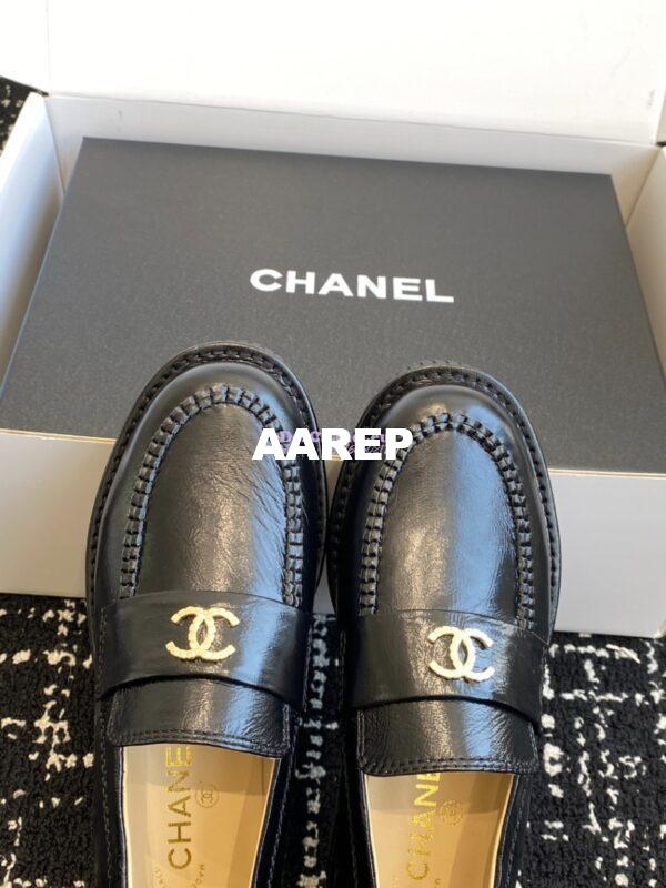 Replica Chanel Mocassins Shiny Crumpled Calfskin G46112 Black 7