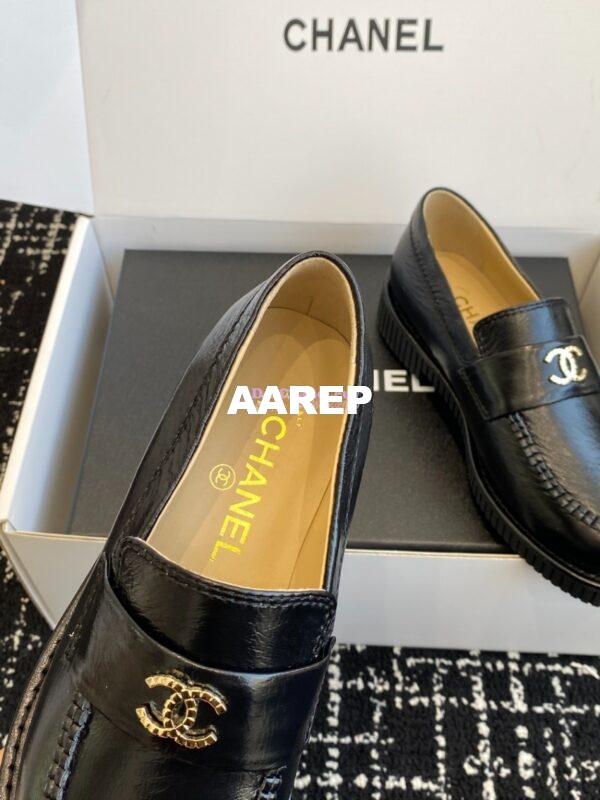 Replica Chanel Mocassins Shiny Crumpled Calfskin G46112 Black 9