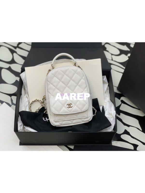 Replica Chanel 24C Grained Calfskin Backpack AP3753 White
