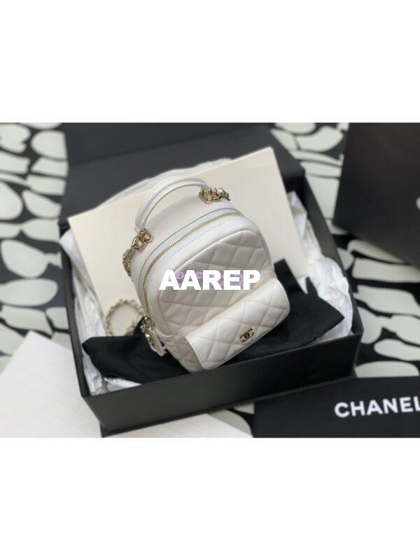 Replica Chanel 24C Grained Calfskin Backpack AP3753 White 2