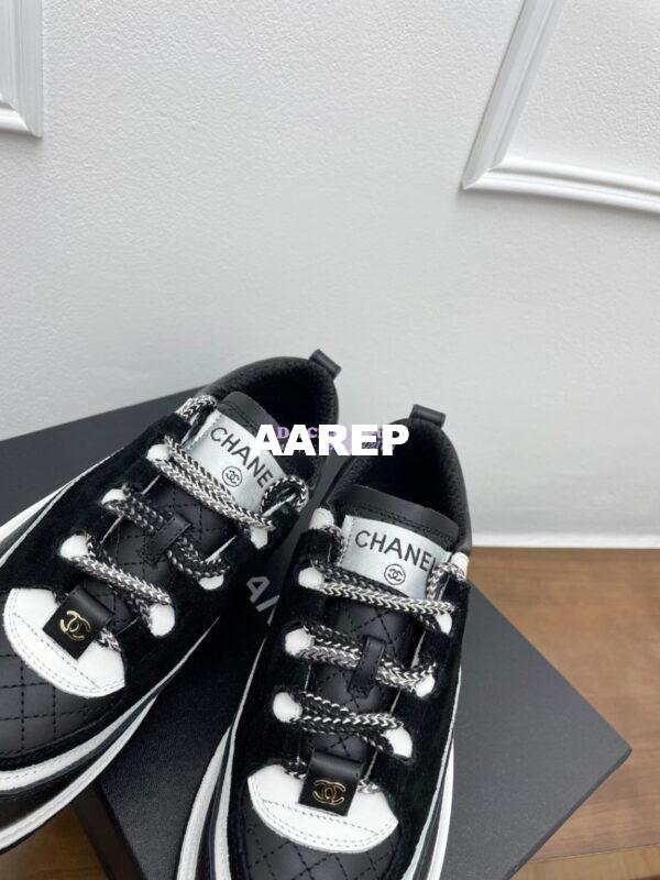 Replica Chanel 25FW Trainer in Grained Calfskin and Suede G46258 Black 10