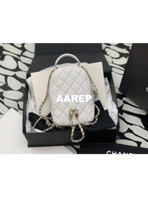 Replica Chanel 24C Grained Calfskin Backpack AP3753 White 5