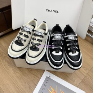 Replica Chanel 25FW Trainer in Grained Calfskin and Suede G46258 Grey