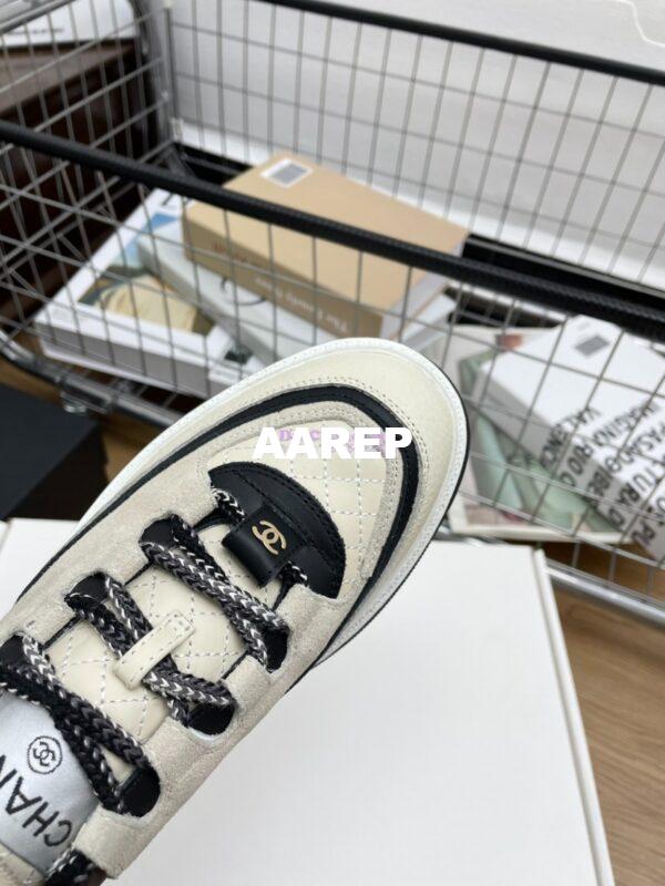 Replica Chanel 25FW Trainer in Grained Calfskin and Suede G46258 Grey 12