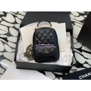 Replica Chanel 24C Grained Calfskin Backpack AP3753 Black