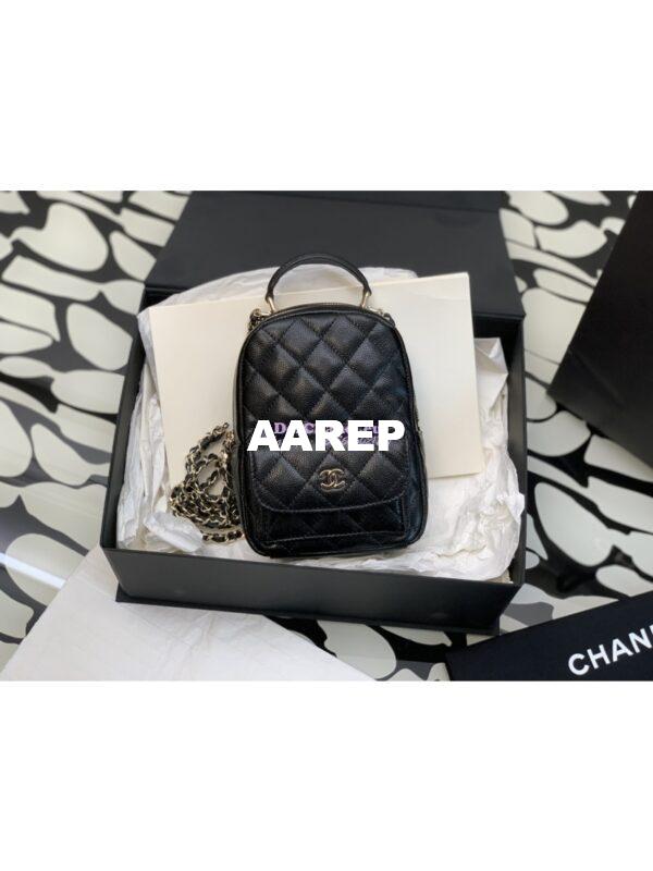 Replica Chanel 24C Grained Calfskin Backpack AP3753 Black