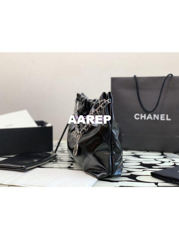 Replica Chanel 22 Handbag Shiny Calfskin & Silver Metal AS4486 Black 3