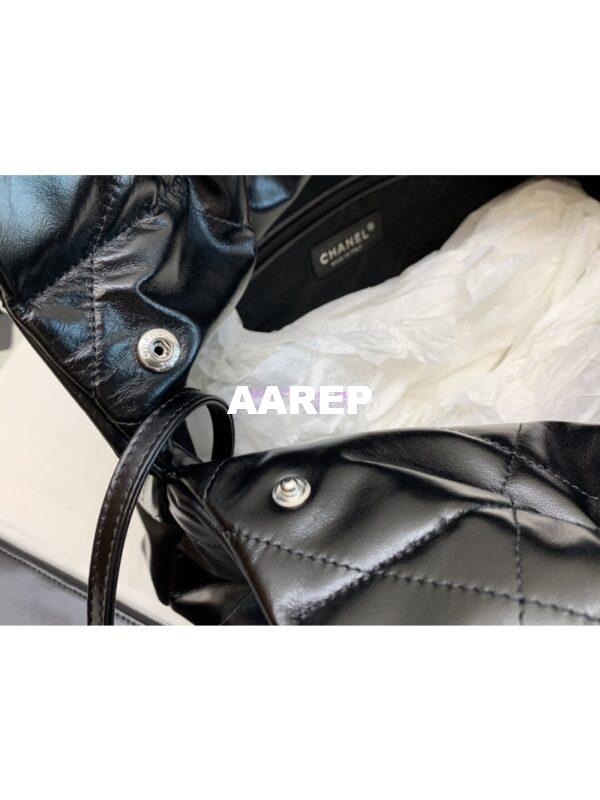 Replica Chanel 22 Handbag Shiny Calfskin & Silver Metal AS4486 Black 6