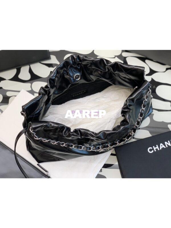 Replica Chanel 22 Handbag Shiny Calfskin & Silver Metal AS4486 Black 7